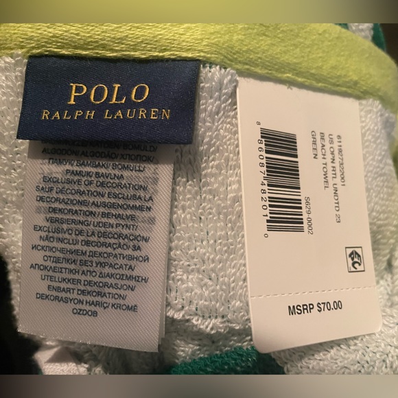 Authentic Green Polo Ralph Lauren Us Open 2023 New York City Beach Towel